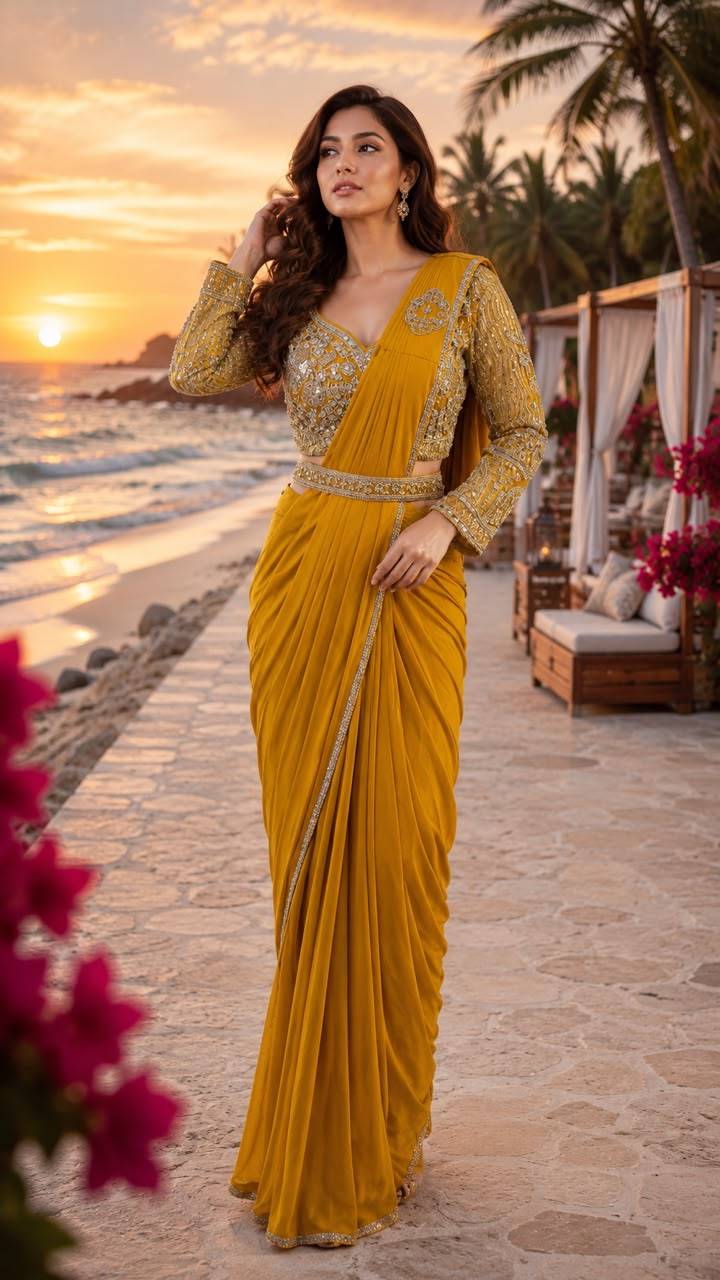 102388 By Amoha Trendz 01 To 04 Series Indian Traditional Wear Collection Fancy Colorful Party Wear LAYCRA Stitched Sarees At Wholesale Price
